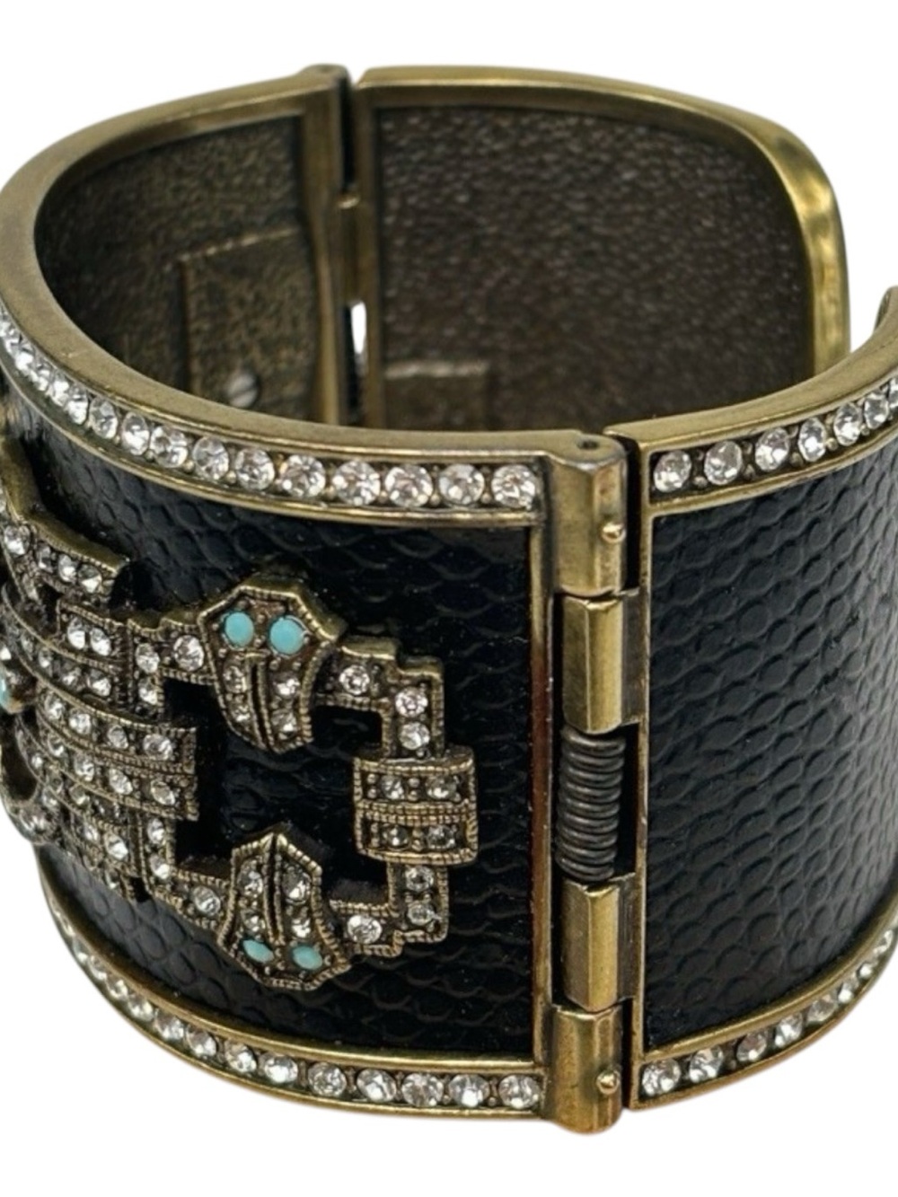 Heidi Daus Black and Turquoise Crystal Statement Cuff Bracelet - Picture 4 of 9